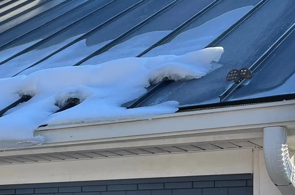 snowbird installed on a roof for snow retention